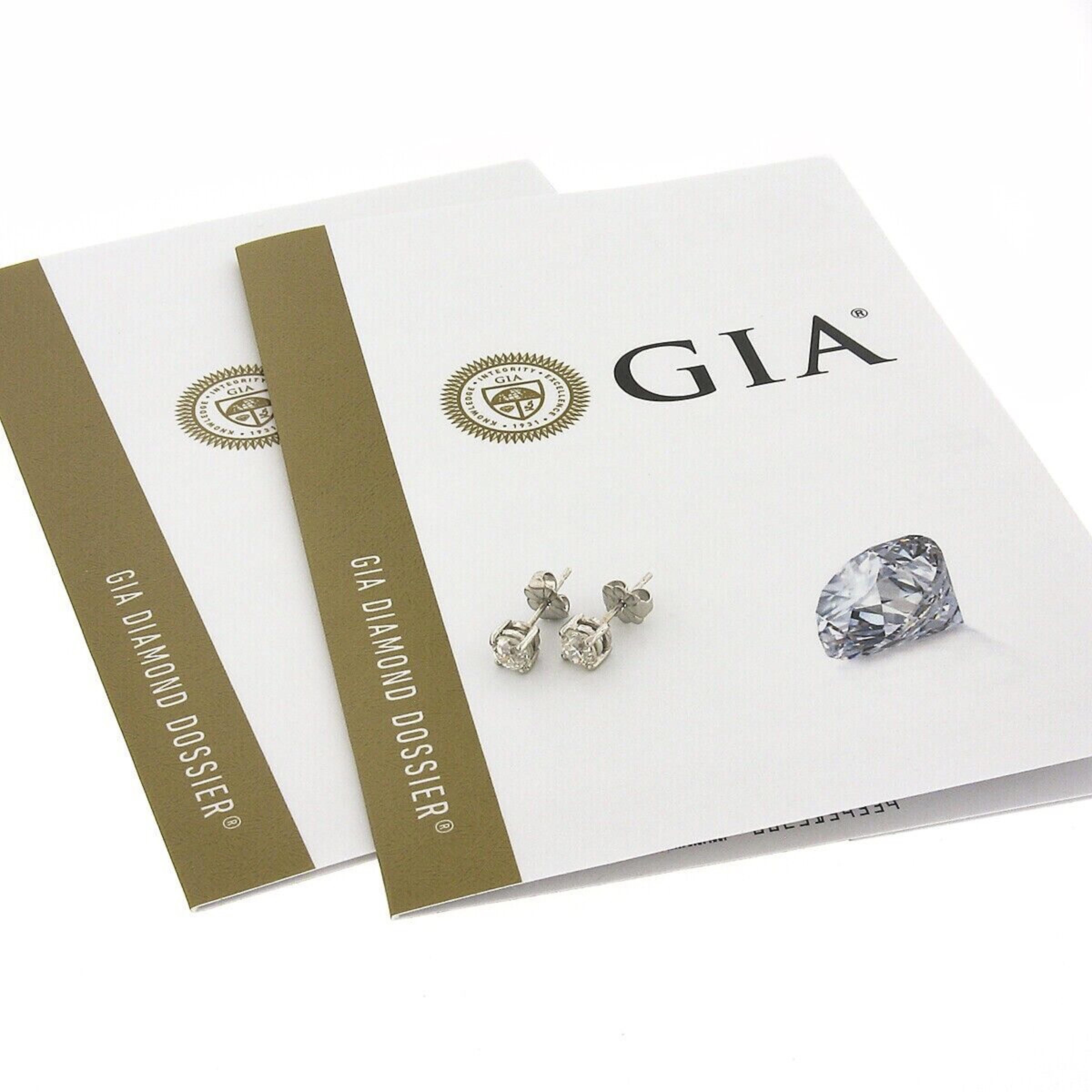 Old European Cut Antique Platinum 1.02ctw GIA Certified Old European Prong Diamond Stud Earrings