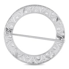 Broche antique en platine avec diamant de 1,0 ct en forme de cercle ouvert MF09-062426