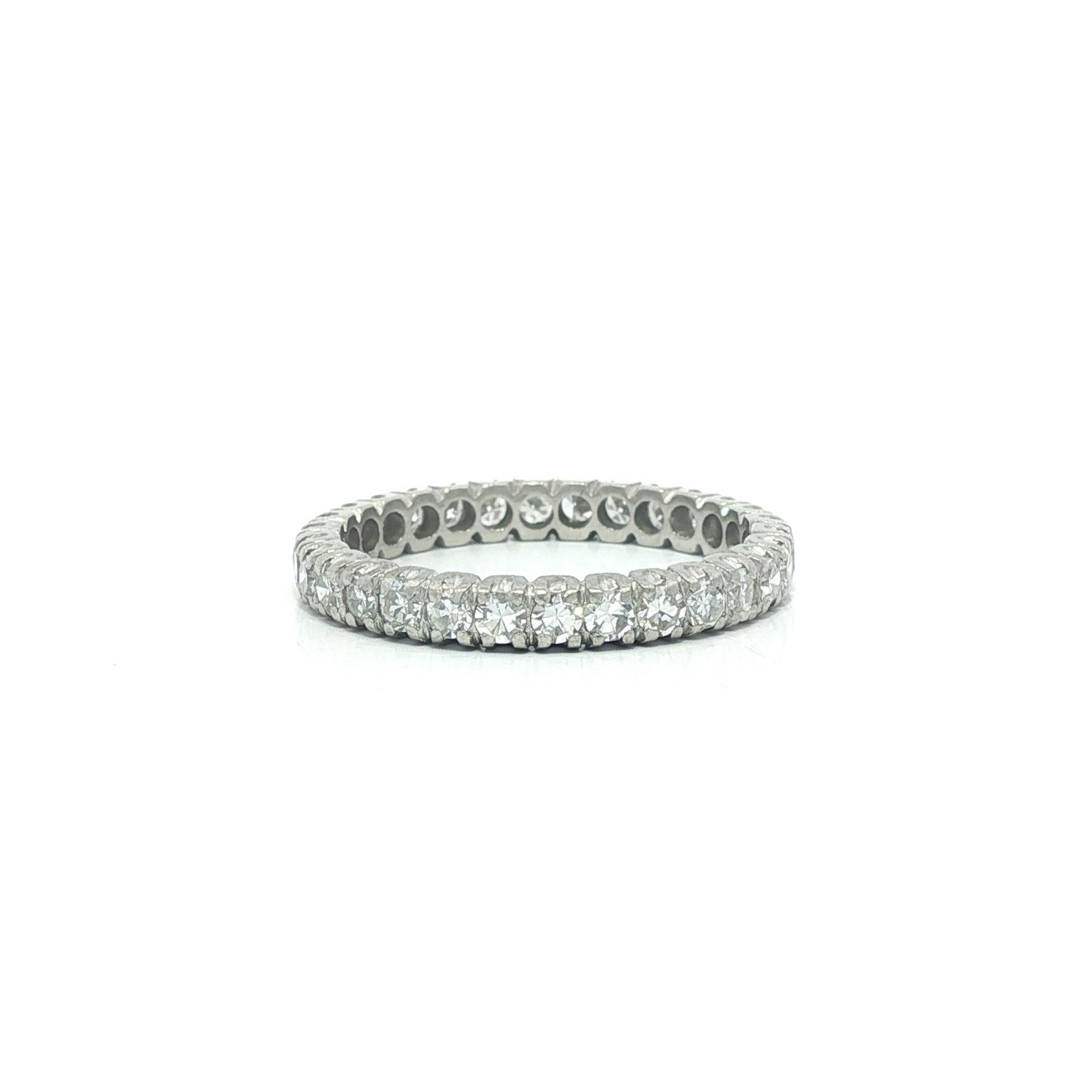 Antique Platinum 1.0ctw Old Single Cut Pave Diamond Eternity Band Ring Damen im Angebot