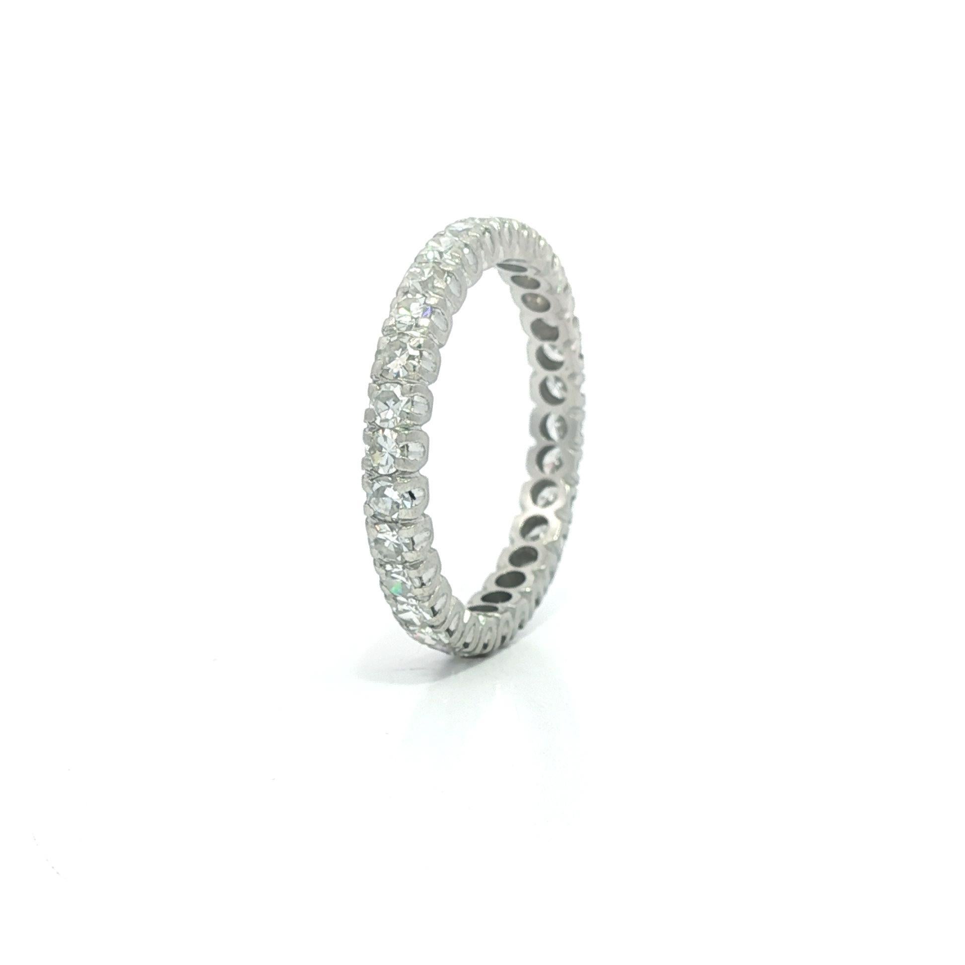 Antique Platinum 1.0ctw Old Single Cut Pave Diamond Eternity Band Ring im Angebot 1