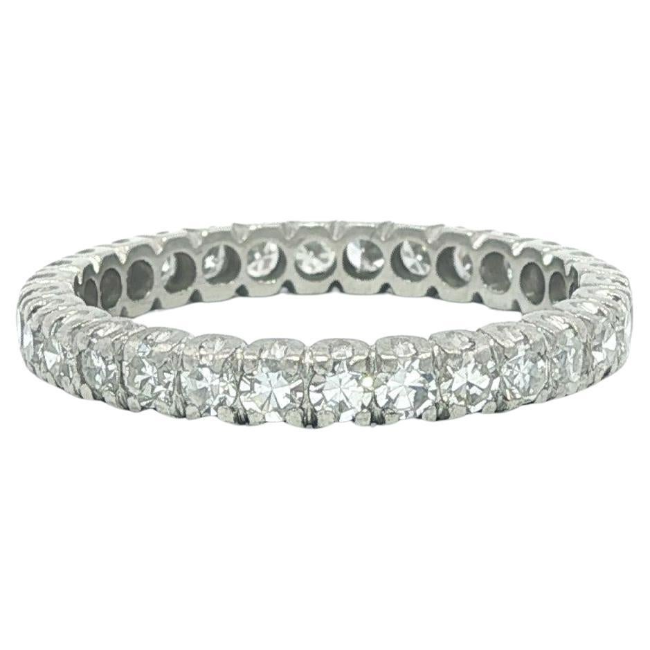 Antique Platinum 1.0ctw Old Single Cut Pave Diamond Eternity Band Ring