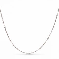 Antique Platinum 1.11ctw Old Mine Cut Diamond By The Yard Chain Necklace