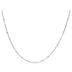 Antique Platinum 1.11ctw Old Mine Cut Diamond By The Yard Chain Necklace