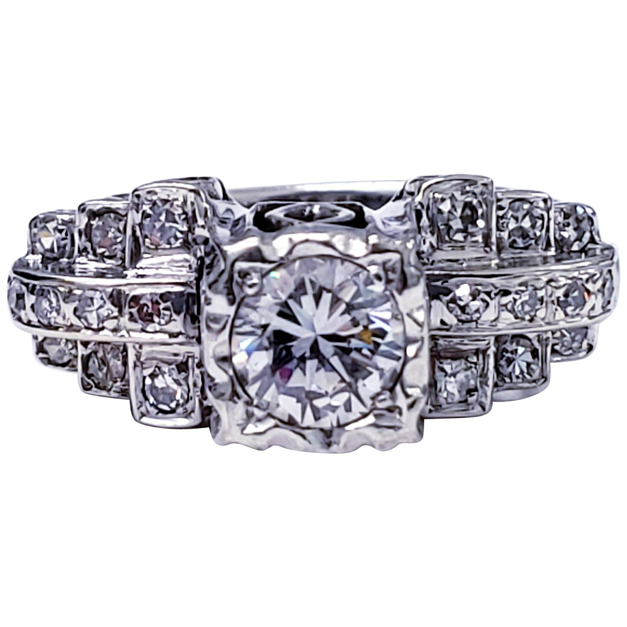 Antique Platinum 1.25 Carat Diamonds Wedding Ring For Sale
