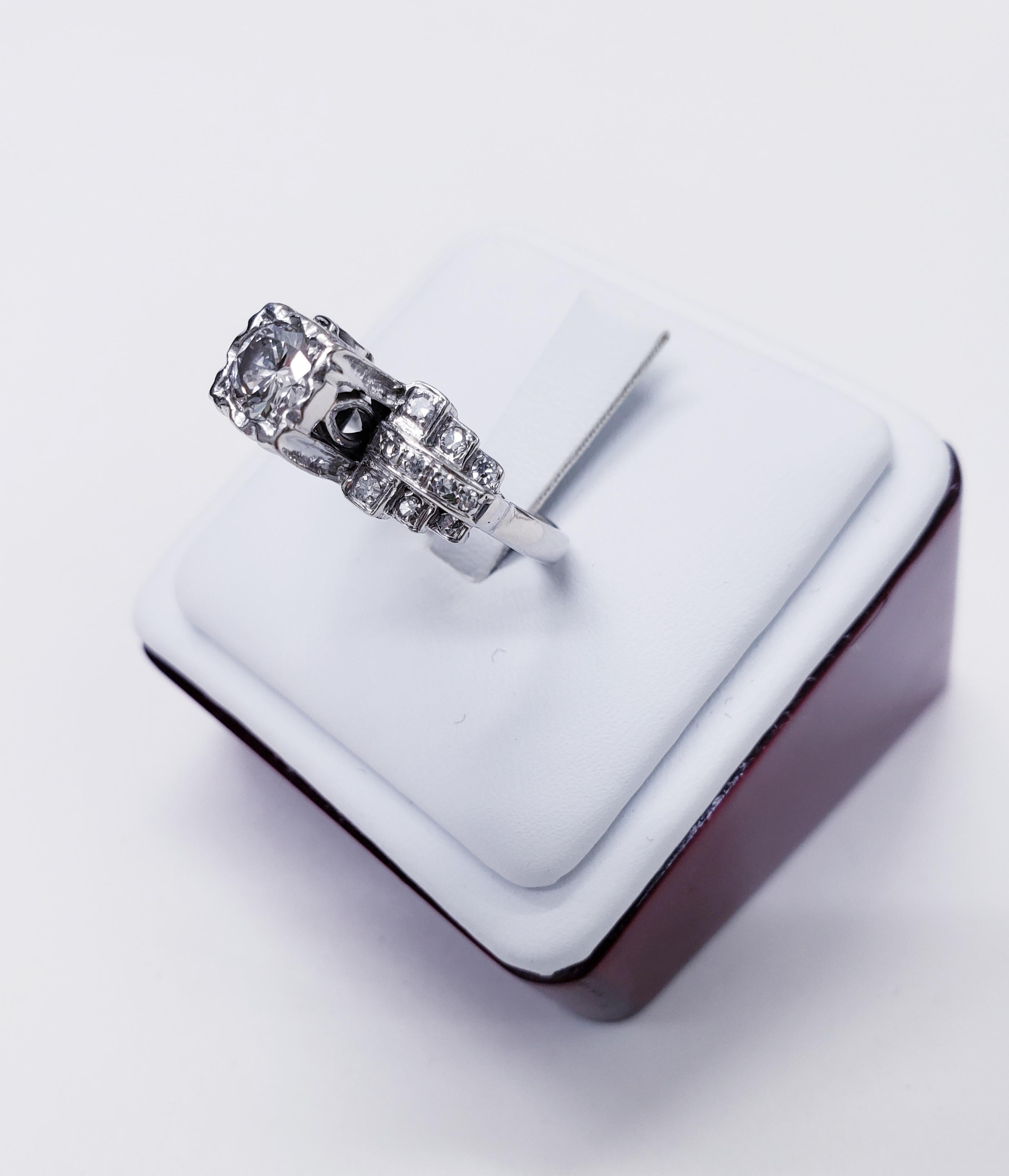 Round Cut Antique Platinum 1.25 Carat Diamonds Wedding Ring For Sale