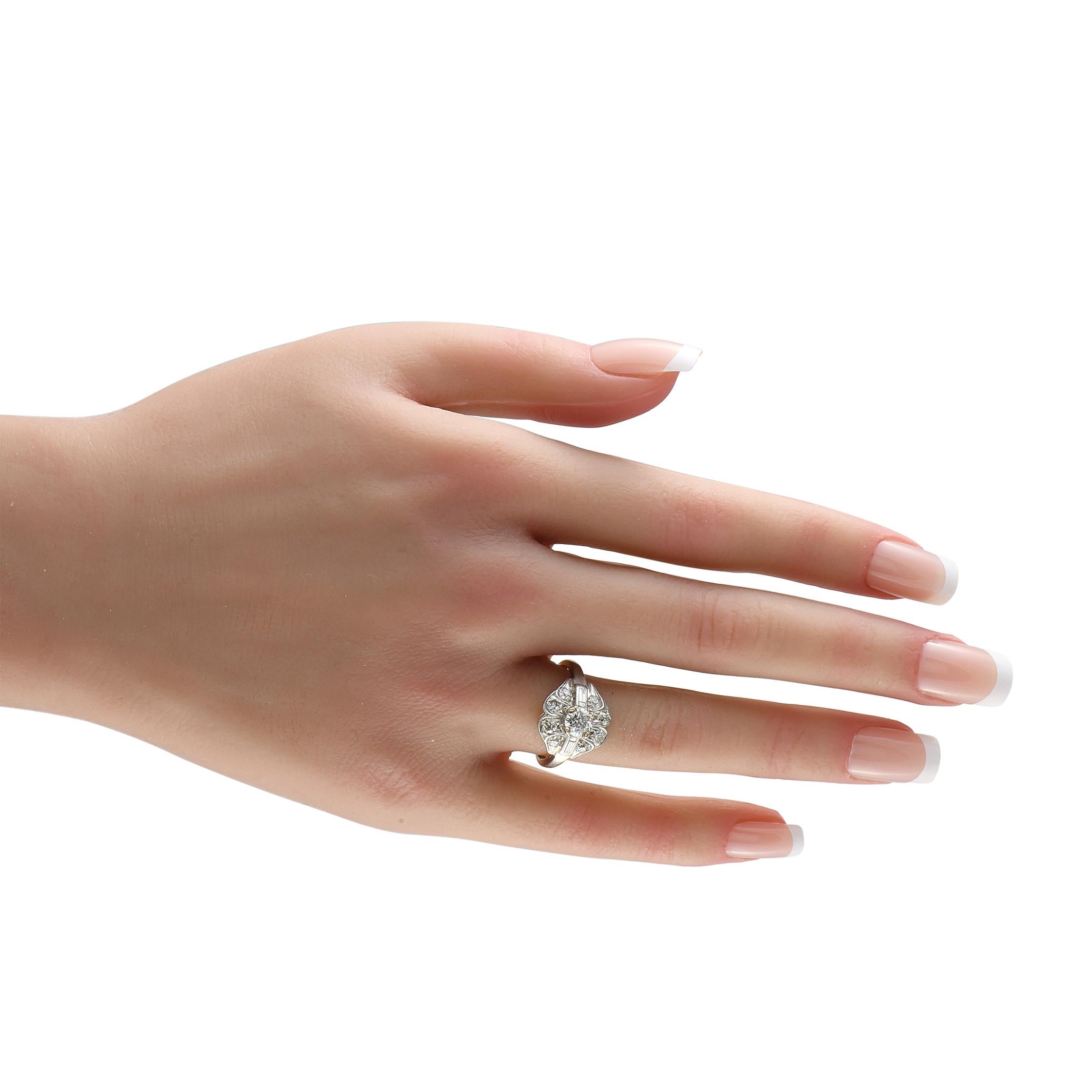 Taille mixte Bague ancienne en platine avec diamants de 1,27 carat en vente