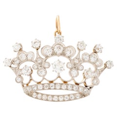Charme Antiques in platino, oro giallo 14 carati, 3,50 carati di diamanti, grande corona diadema