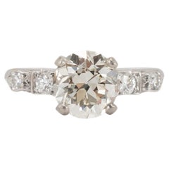 Antique Platinum 1.57ct Old European Cut Diamond Accented Engagement Ring