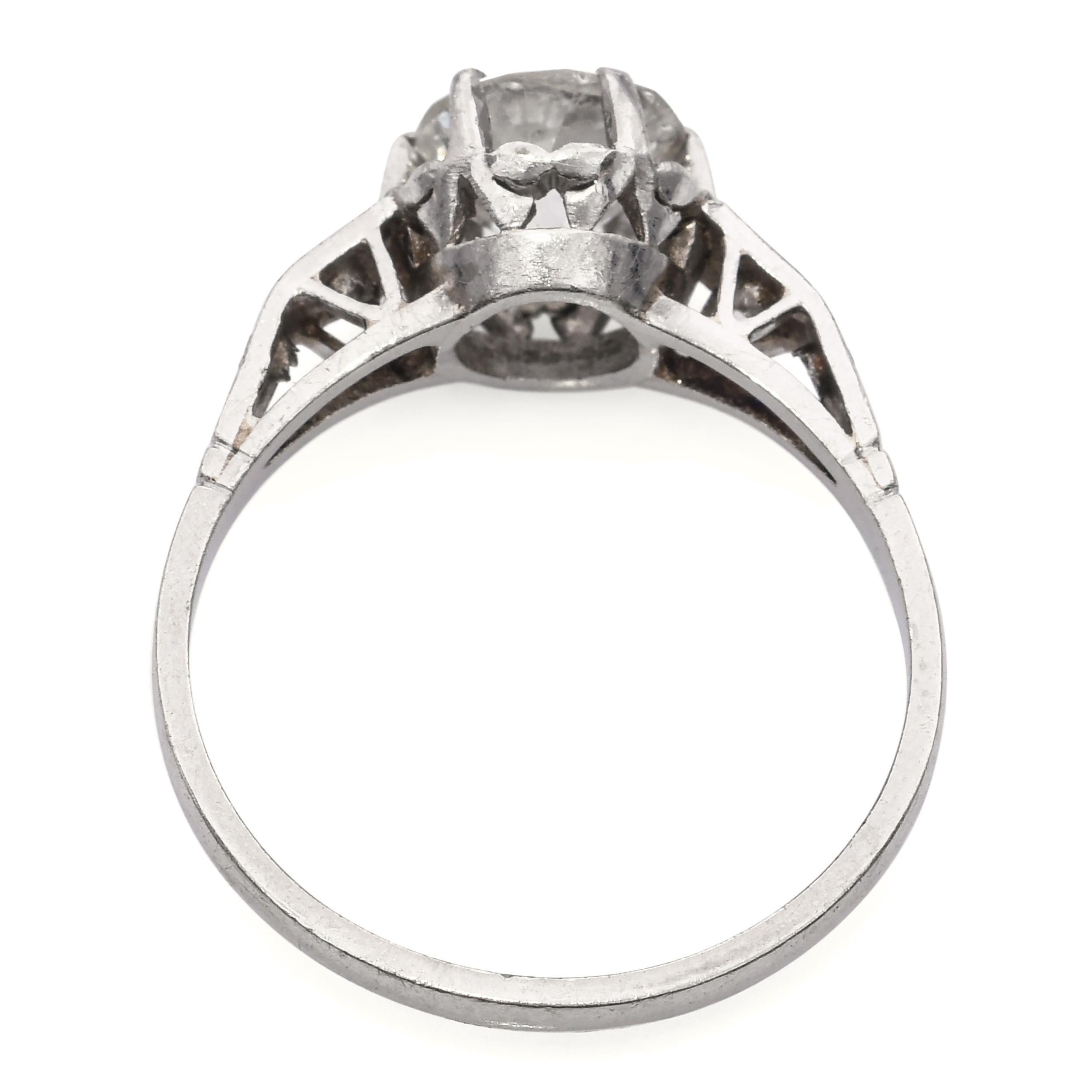 De las mujeres Anillo de Compromiso de Platino Antiguo con Diamante Euro Antiguo de 1,57 tcw en venta