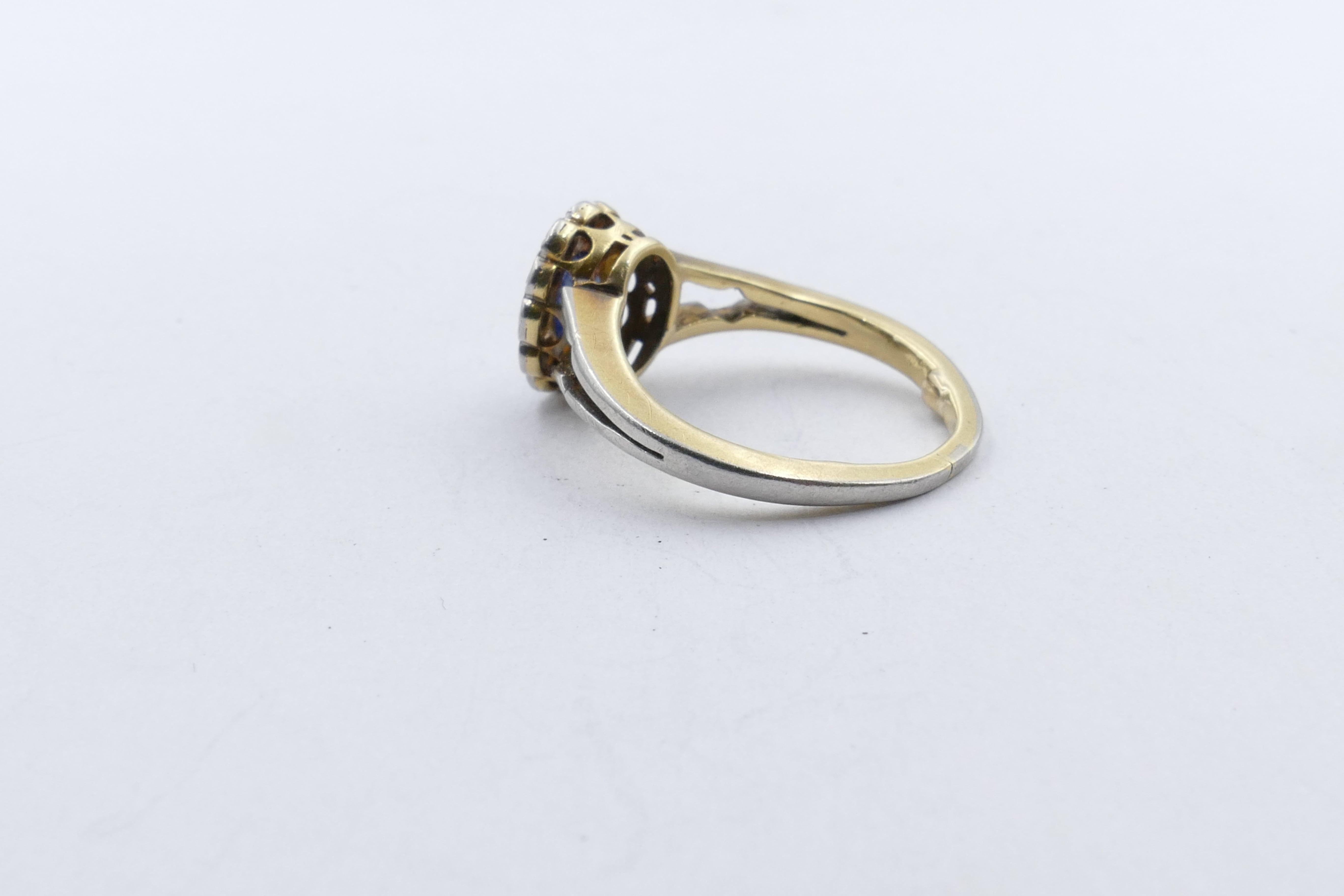 Edwardian Antique Platinum & 15Ct Yellow Gold Sapphire & Diamond Ring For Sale