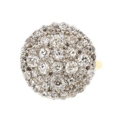 Antiker Platin 18 Karat Gold Diamant Pave Cluster Ring