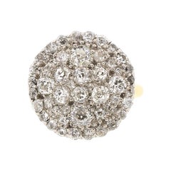 Antiker Platin 18 Karat Gold Diamant Pave Cluster Ring