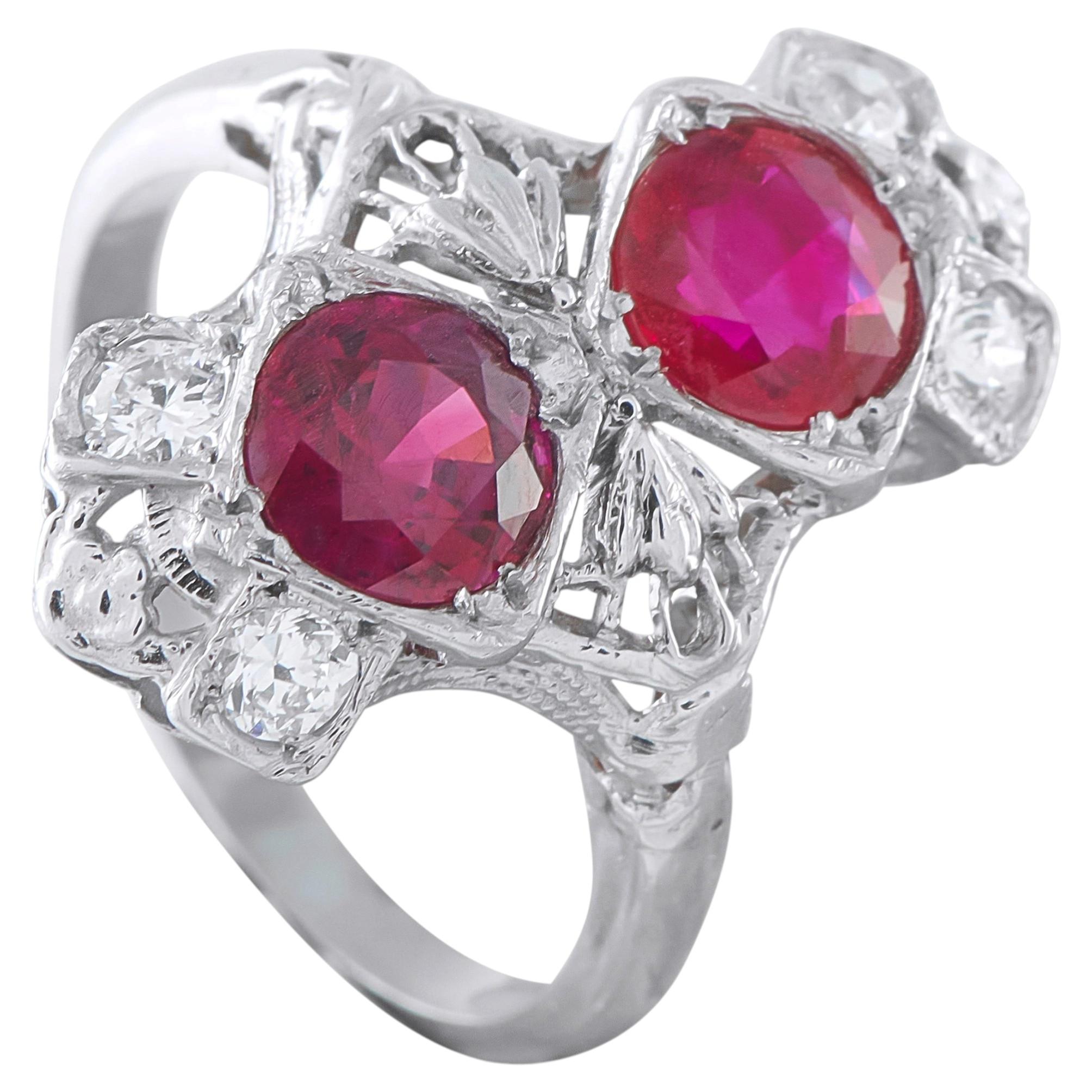 Antiker Rubinring aus Platin, 1,85 Karat, MF07-062926