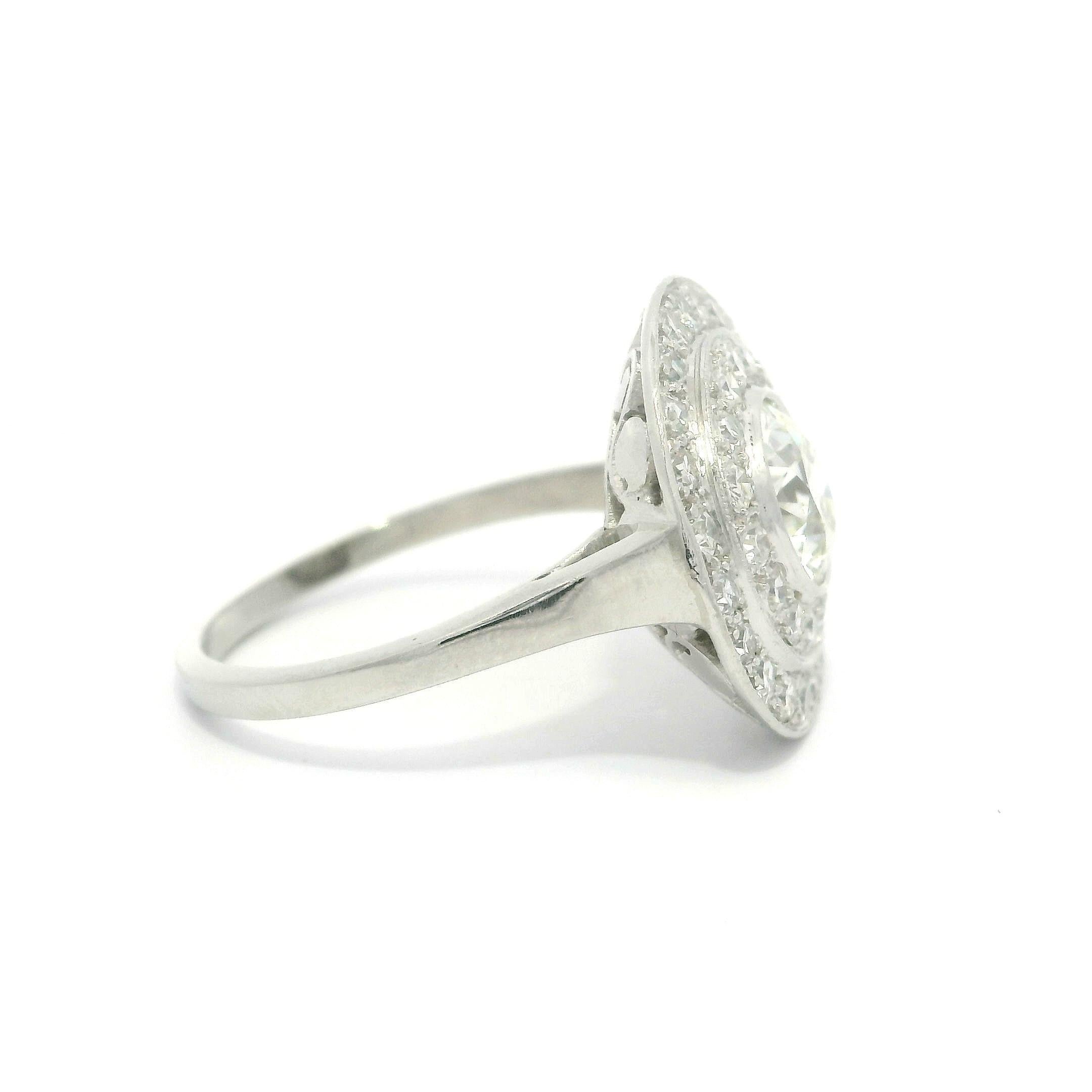 Antiker Platin 1,85 ctw Lünette Alter Diamant Konzentrischer Target Platin-Ring im Angebot 9
