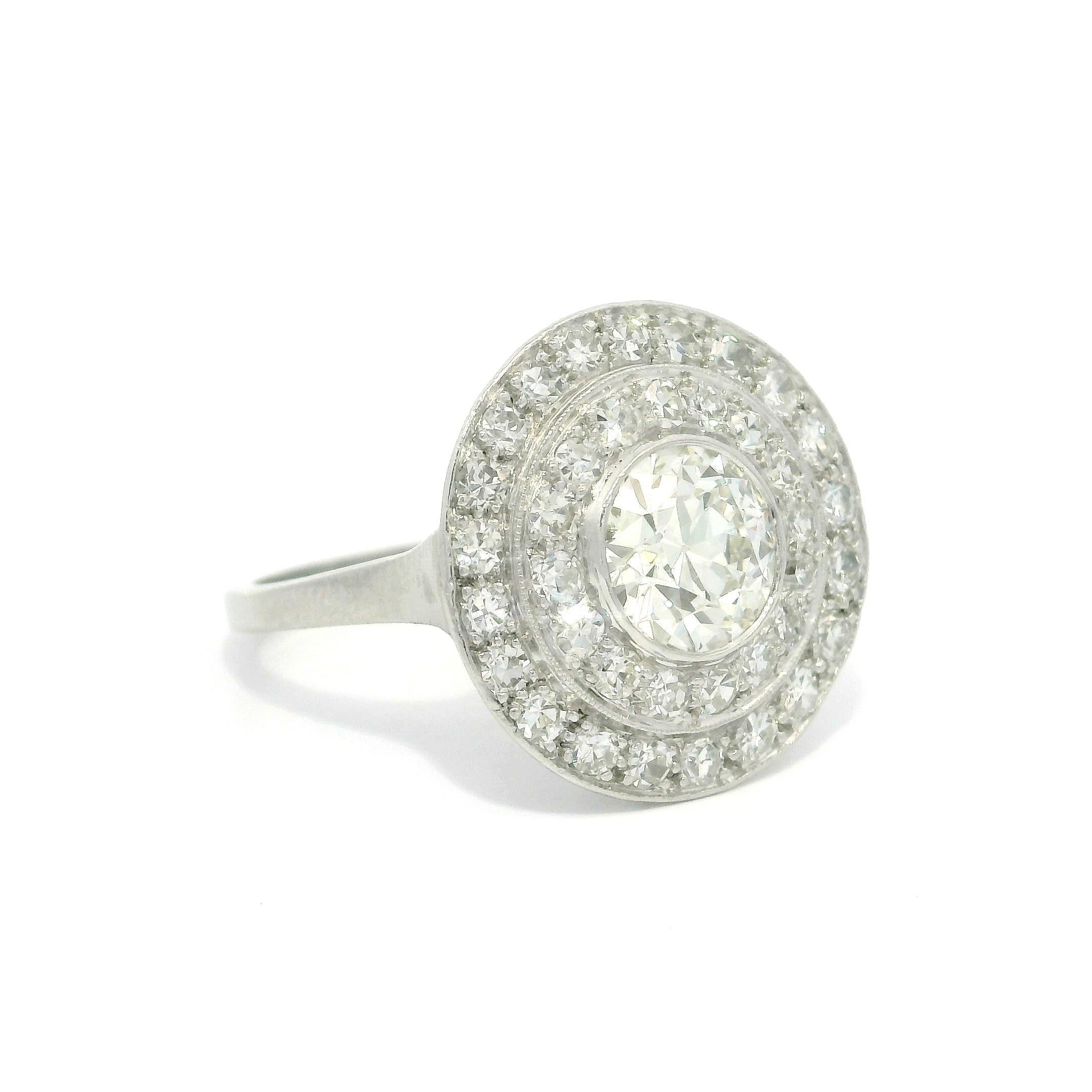 Antiker Platin 1,85 ctw Lünette Alter Diamant Konzentrischer Target Platin-Ring im Angebot 12