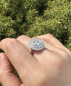 Antique Platinum 1.85ctw Bezel Old Diamond Concentric Target Platter Ring