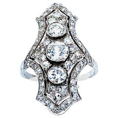 Antique Platinum 1.89 Carat Diamonds Handmade Ring