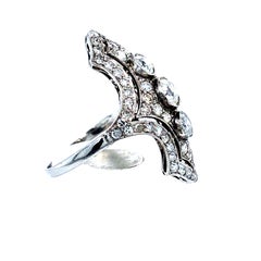 Antique Platinum 1.89 Carat Diamonds Handmade Ring