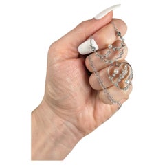 Collier pendentif cœur édouardien ancien en platine et or 18 carats avec diamants et perles