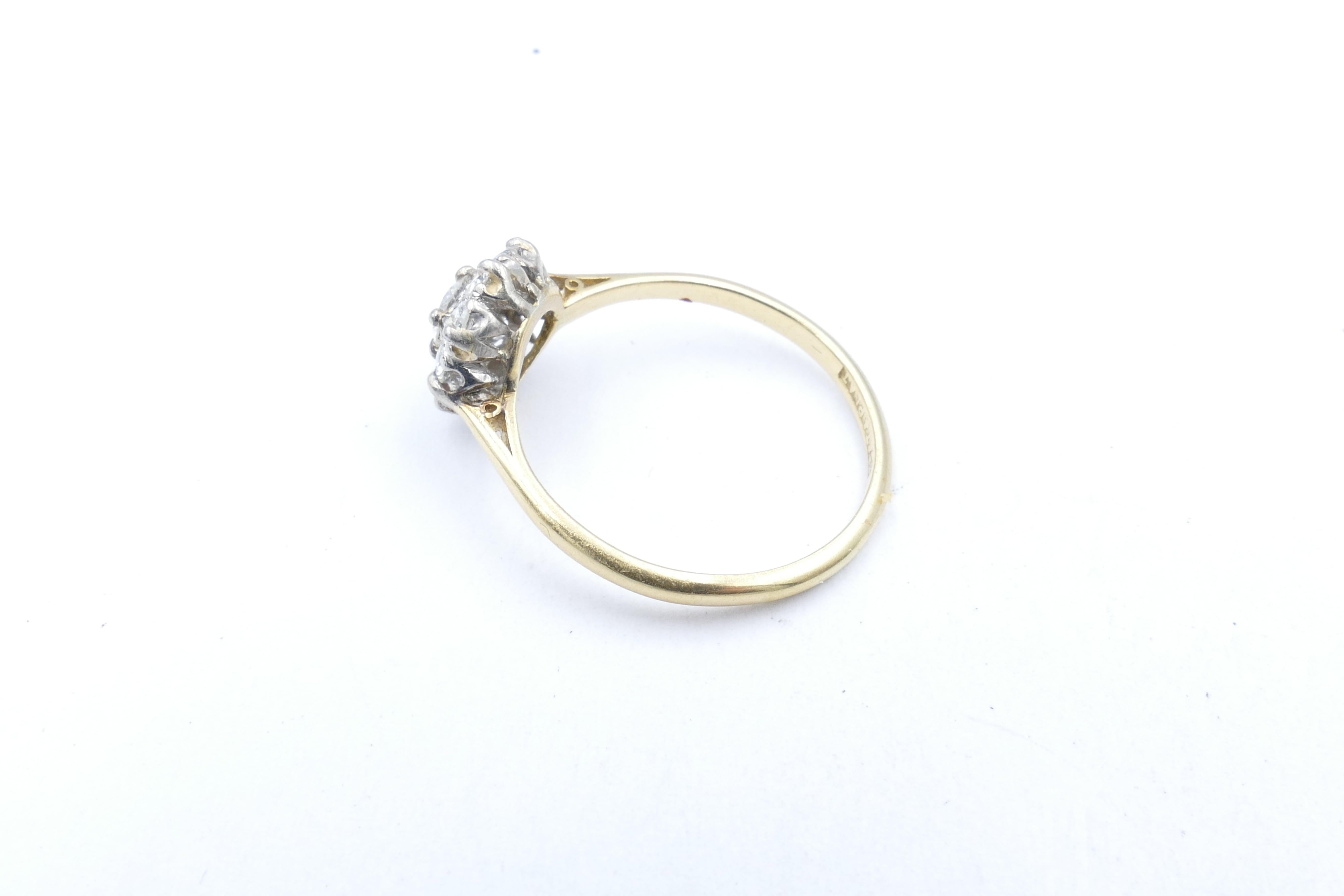 Edwardian Antique Platinum and 18 Carat Yellow Gold Diamond Dress Ring