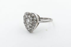 Antique Platinum and 18 Carat Yellow Gold Heart Shaped Diamond Ring