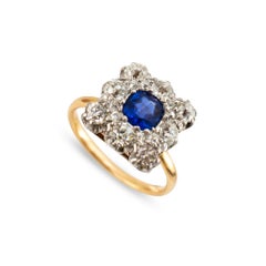 Antique Platinum 18K Gold Gia Royal Blue Kashmir Sapphire Diamond Cocktail Ring
