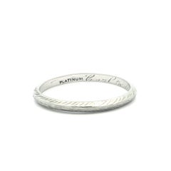 Antique Platinum 1.8mm Hand Etched Kinfe Edge Eternity Stack Wedding Band Ring