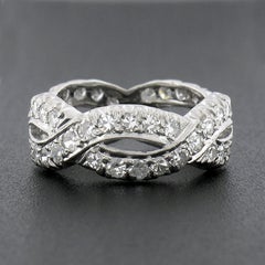 Antique Platinum 1.90ctw Round Pave Diamond Infinity Braided Eternity Band Ring