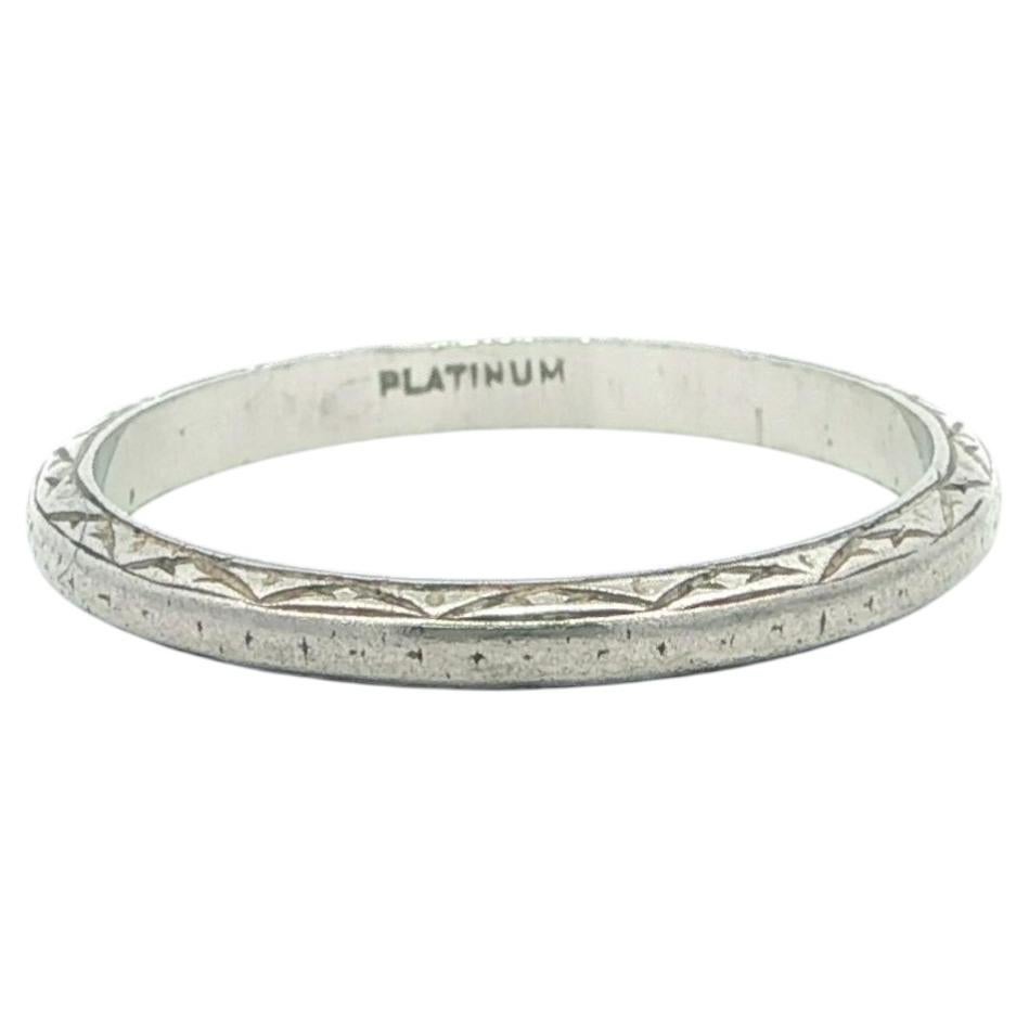 Antike Platin 1,9 mm detaillierte Stack Eternity Band Ring sz 4,5 im Angebot
