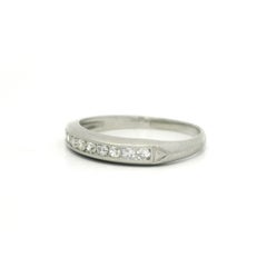 Antique Platinum .20ctw Single Cut Channel Set Diamond Milgrain Band Ring