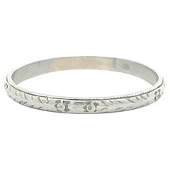 Antique Platinum 2.1mm Wheat Engraving & Floral Patterns Stack Wedding Band Ring