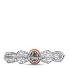 Antique Platinum 2.4ct Diamond and Coral Bar Brooch MF08-062426