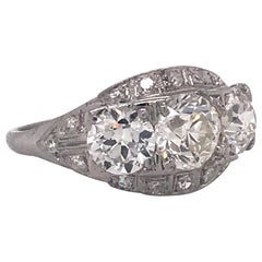 Antique Platinum 2.5 Carat Three-Stone Diamond Ring