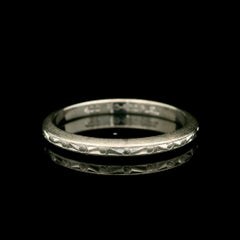 Antique Platinum 2mm Scroll Work Eternity Band Ring Sz 5.5