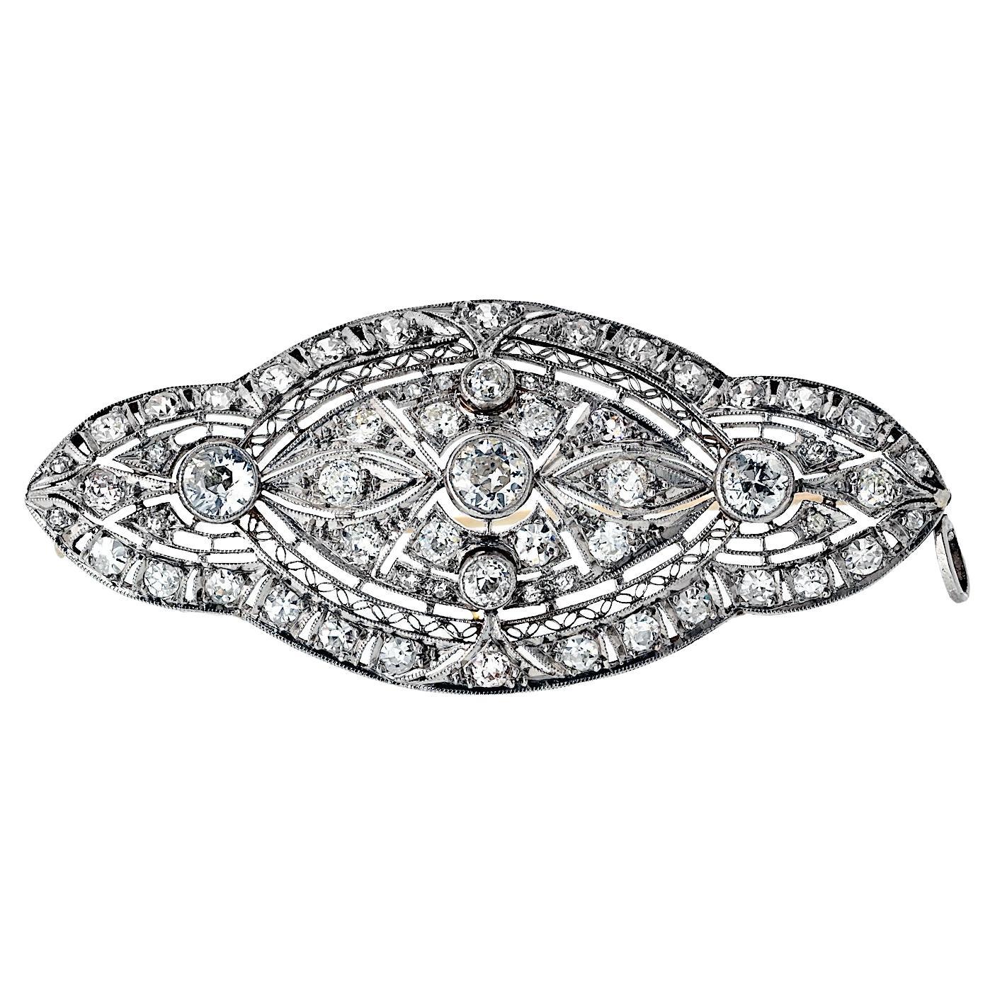 Broche Antiguo de Platino con Diamantes de 3.00cttw