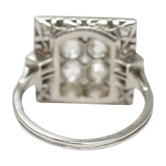 Antique Platinum 3.13ct Diamond Square Cluster Ring, Circa 1915