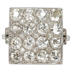 Antique Platinum 3.13ct Diamond Square Cluster Ring, Circa 1915