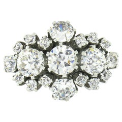 Antique Platinum 3.20ct Old European Cut Prong Set Diamond Cluster Cocktail Ring Antique Platinum 3.20ct Old European Cut Prong Set Diamond Cluster Cocktail Ring