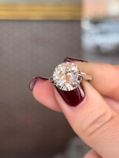 Antique Platinum 3.3ct Old European Cut Diamond Solitaire