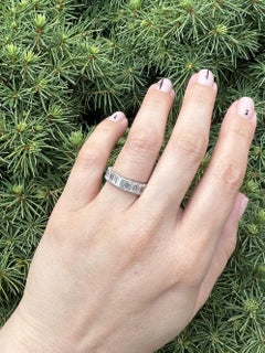 Antique Platinum 3.50ct Straight Baguette Diamond Eternity Stack Band Ring sz6.5