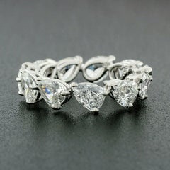 Antique Platinum 3.85 Carat 11 Pear Cut Diamond Eternity Wedding Band Ring