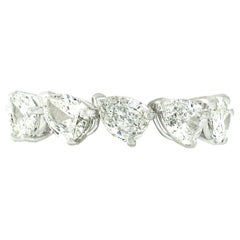 Antique Platinum 3.85 Carat 11 Pear Cut Diamond Eternity Wedding Band Ring