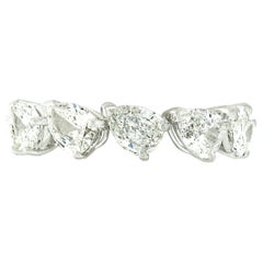 Anello di platino antico da 3,85 carati e 11 diamanti taglio pera per l'eternità