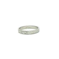 Antique Platinum 5 Single Cut Diamond 2.7mm Wheat Work Stack Band Ring Sz4