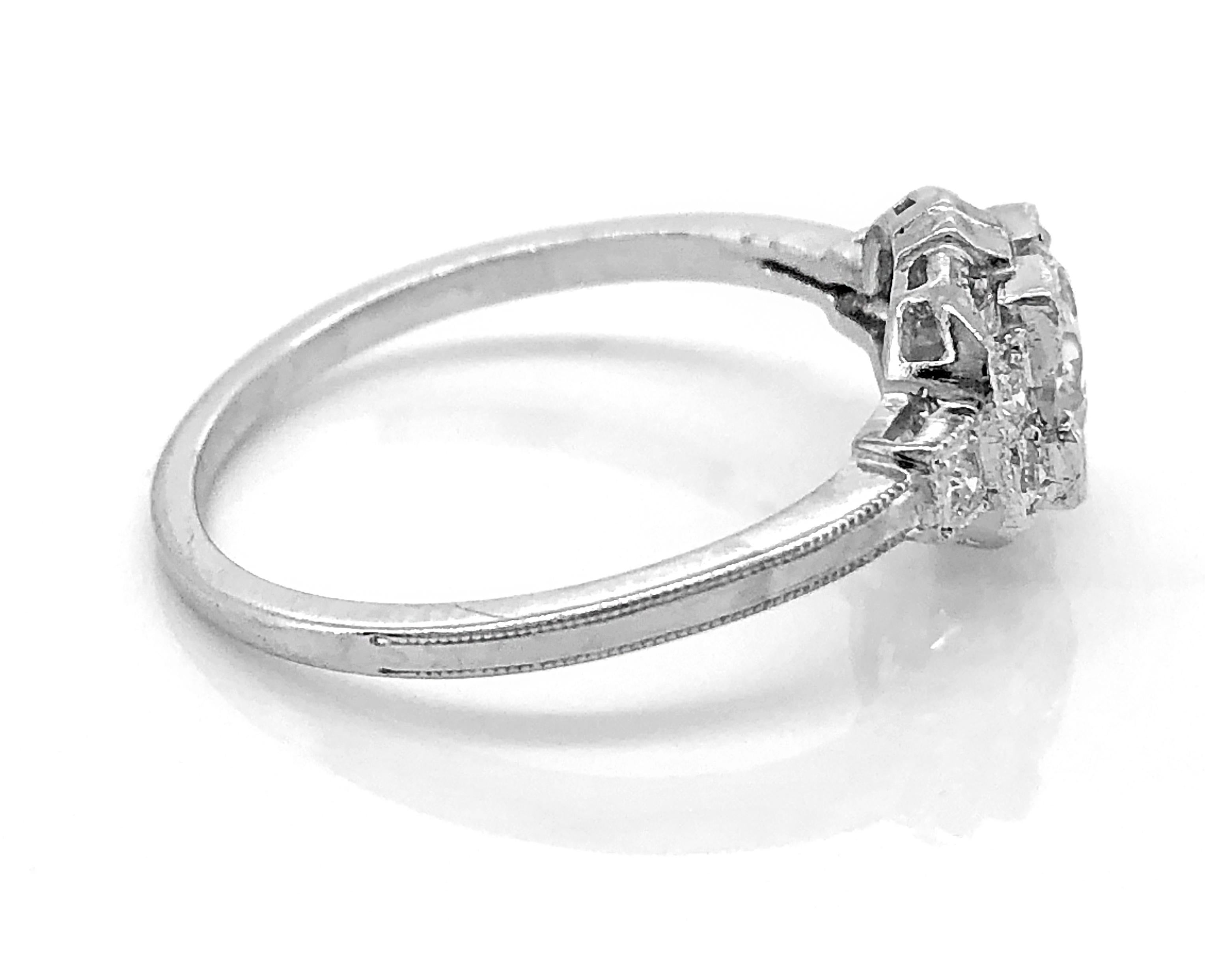 Art Deco Antique Platinum .55 Carat Diamond Engagement Ring Barth