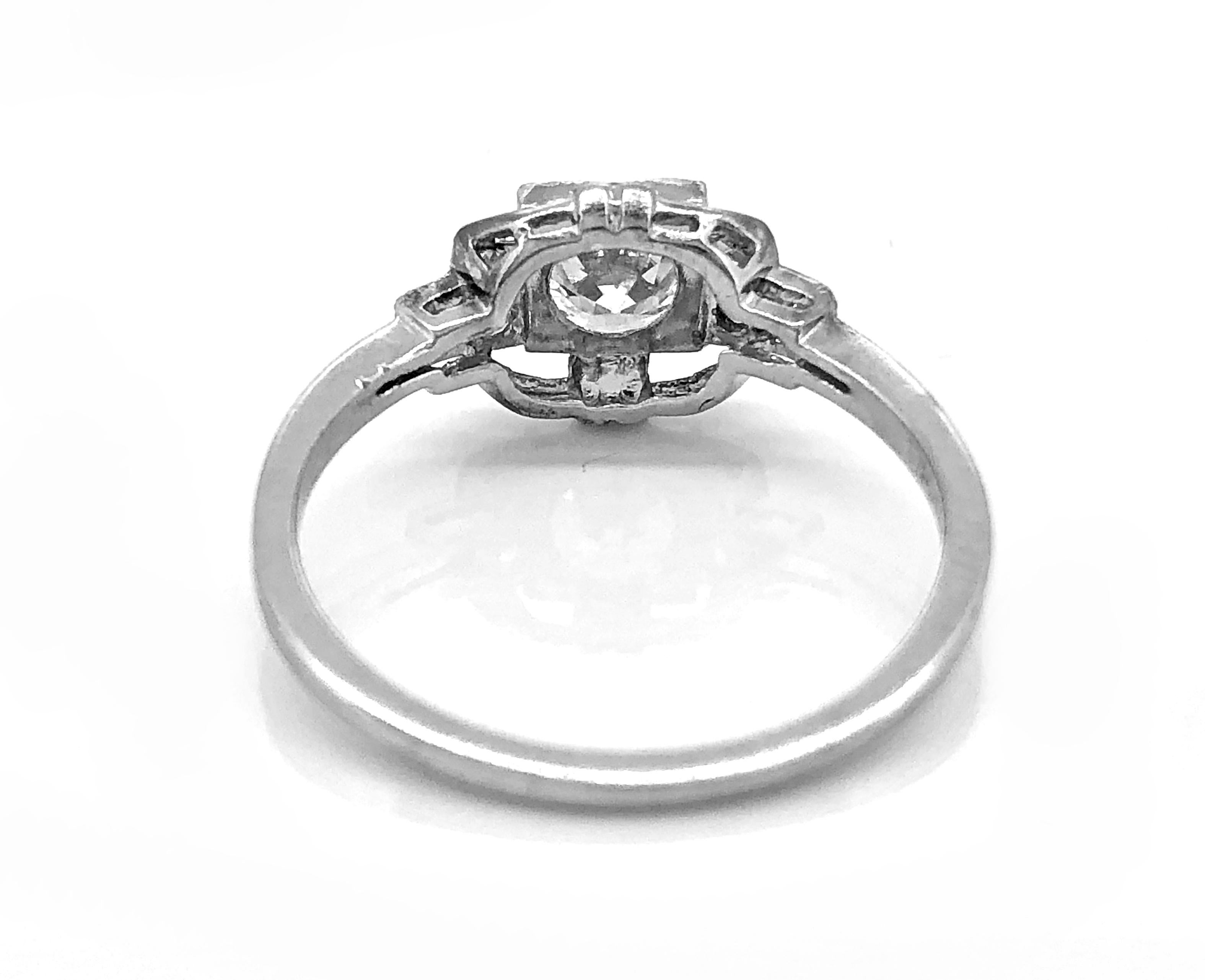 Antique Platinum .55 Carat Diamond Engagement Ring Barth In Excellent Condition In Tampa, FL