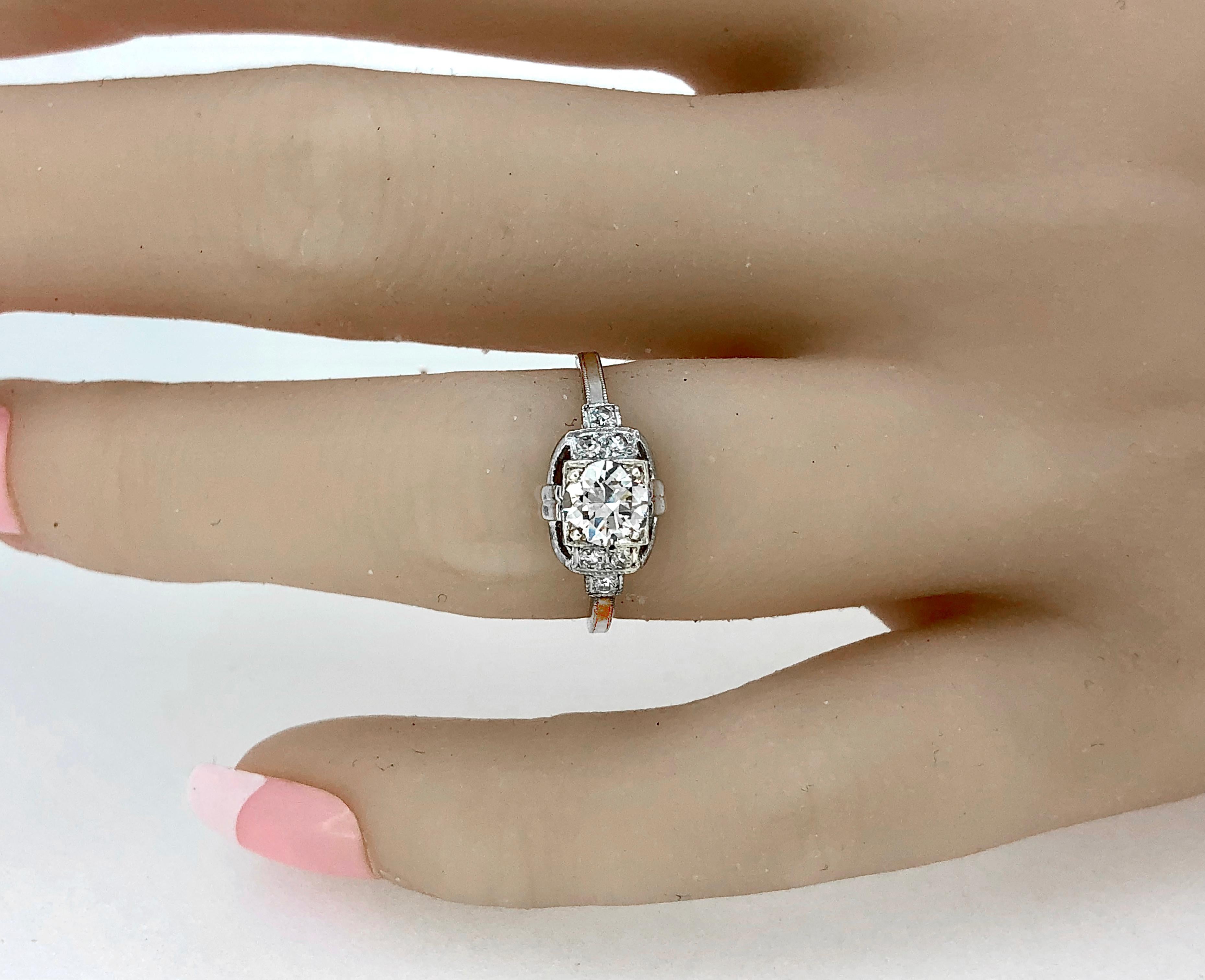 Women's Antique Platinum .55 Carat Diamond Engagement Ring Barth