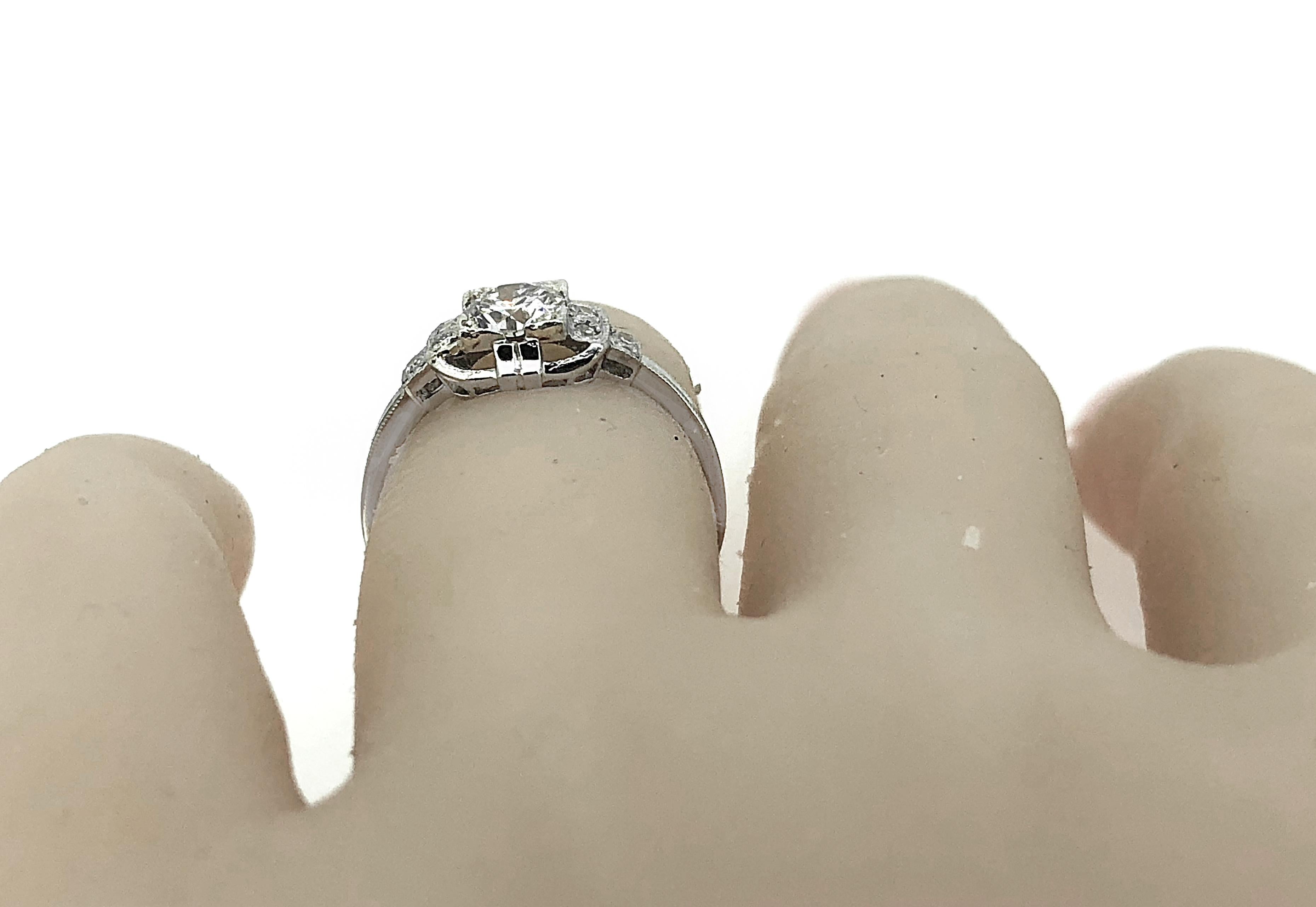 Antique Platinum .55 Carat Diamond Engagement Ring Barth 1