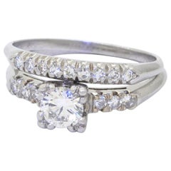 platinum engagement wedding ring sets Antique Platinum .87ctw VS Diamond Bridal/Wedding Ring Set W/.51ct Ctr