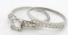 Antique Platinum .87ctw VS Diamond Bridal/Wedding Ring Set W/.51ct Ctr